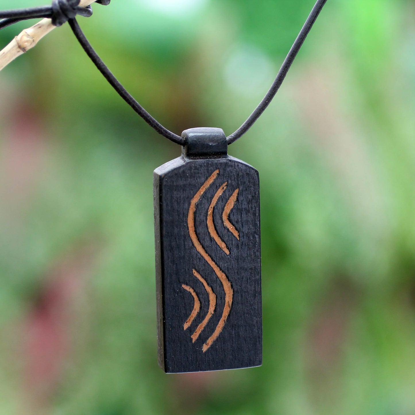 Positive Vibes Teak Wood Pendant Necklace