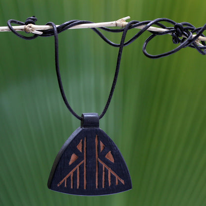 Mframadan Teak Wood pendant necklace