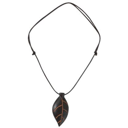 Plants Are Life Unique Teak Wood Leaf Pendant Necklace