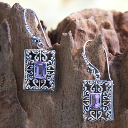 Mythic Garden Sterling Silver and Amethyst Dangle Earrings