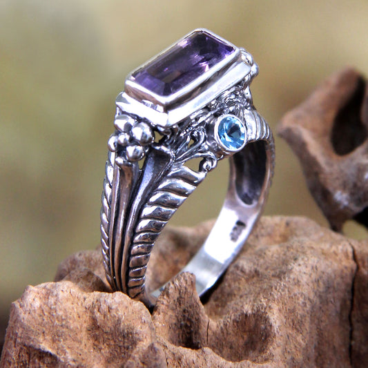 Sea Temple Amethyst and Sterling Silver Cocktail Ring