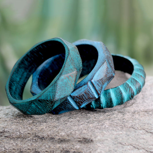 Turquoise Treasure Wood Bangle Bracelets