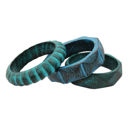 Turquoise Treasure Wood Bangle Bracelets
