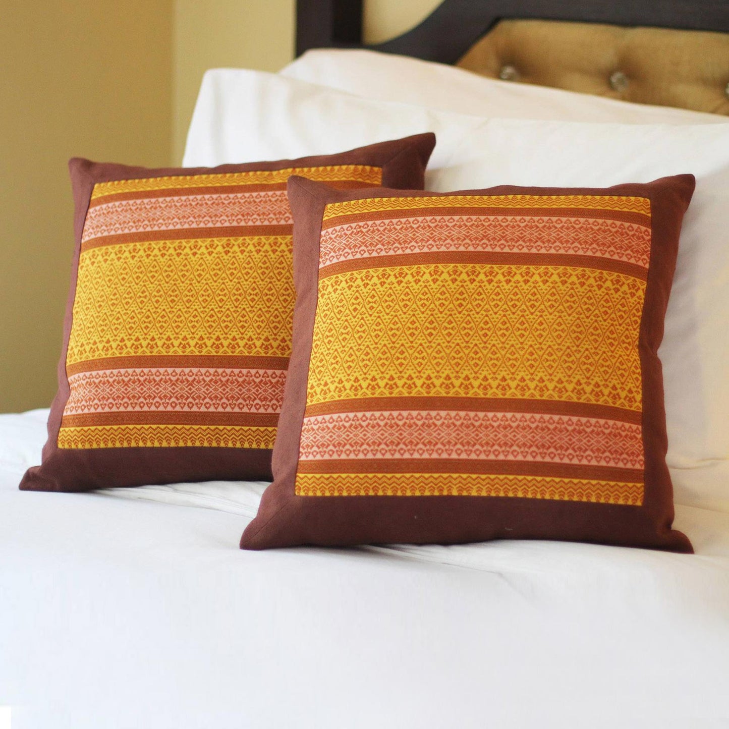 Thai Sunshine Cotton Cushion Covers (Pair)