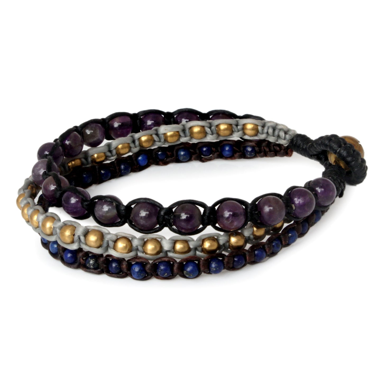 Urban Colors Amethyst & Brass Beaded Bracelet