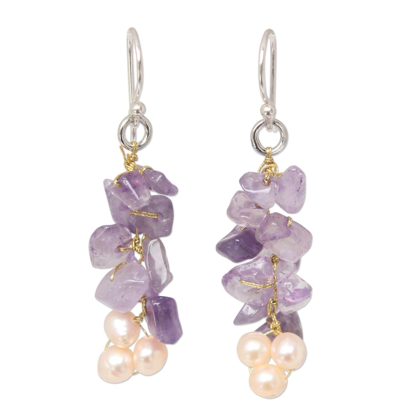 NOVICA - Amethyst & Freshwater Pearl Earrings