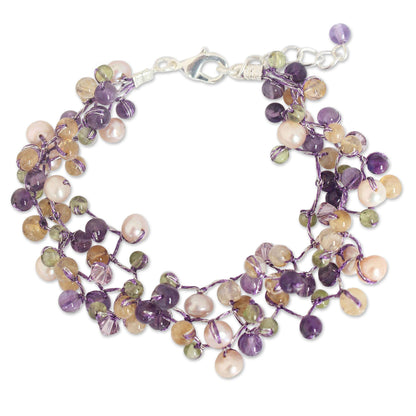 Mystic Passion Handcrafted Pearl and Amethyst Bracelet