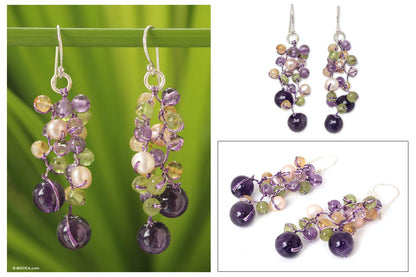 Mystic Passion Multi-Gem Pearl Earrings