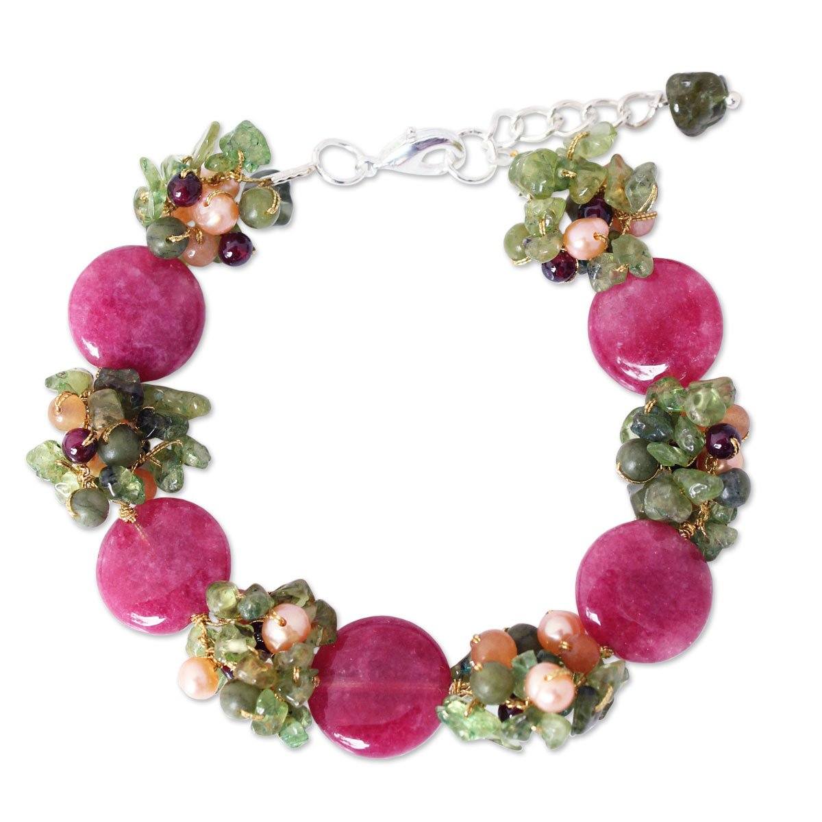 Peony Romance Gemstone & Pearl Beaded Bracelet