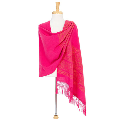 Pink Zapotec Woven Cotton Shawl