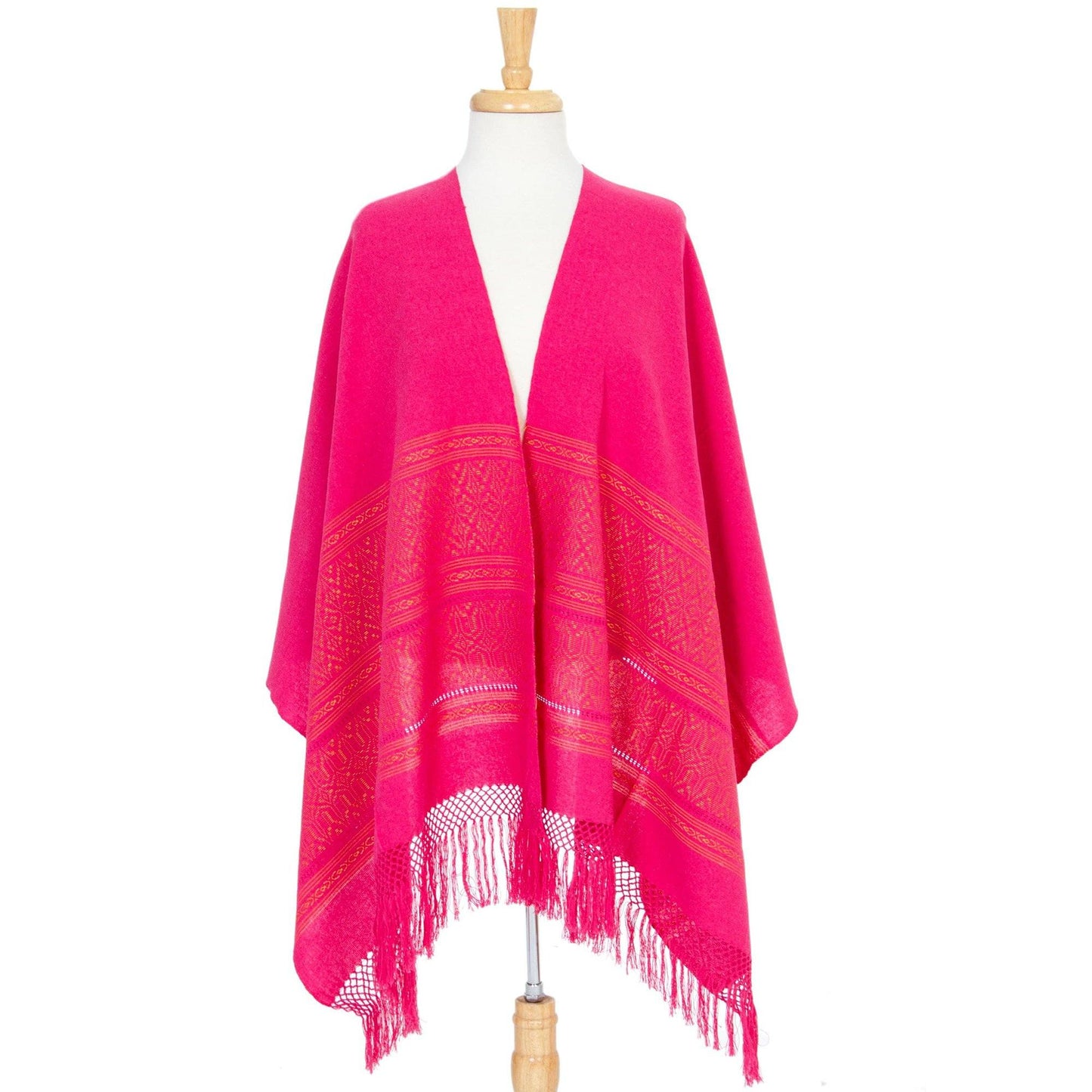 Pink Zapotec Woven Cotton Shawl