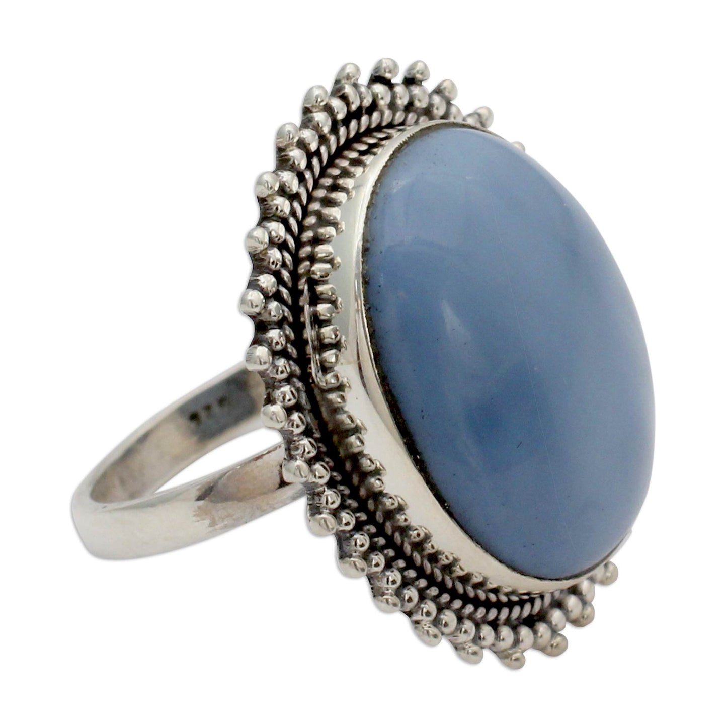 Blue Promise Indian Jewelry Cocktail Ring with Opal and Sterling Silver