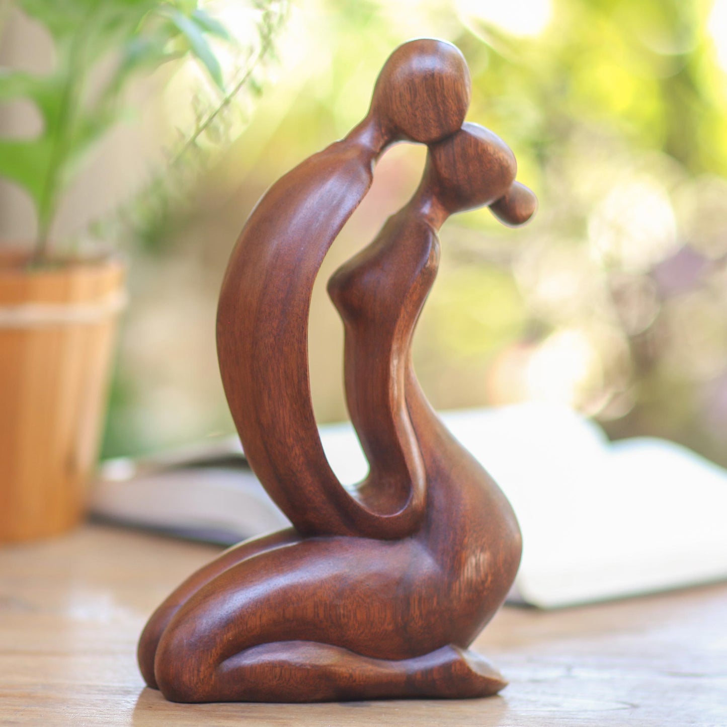 A Kiss on the Cheek Wood statuette