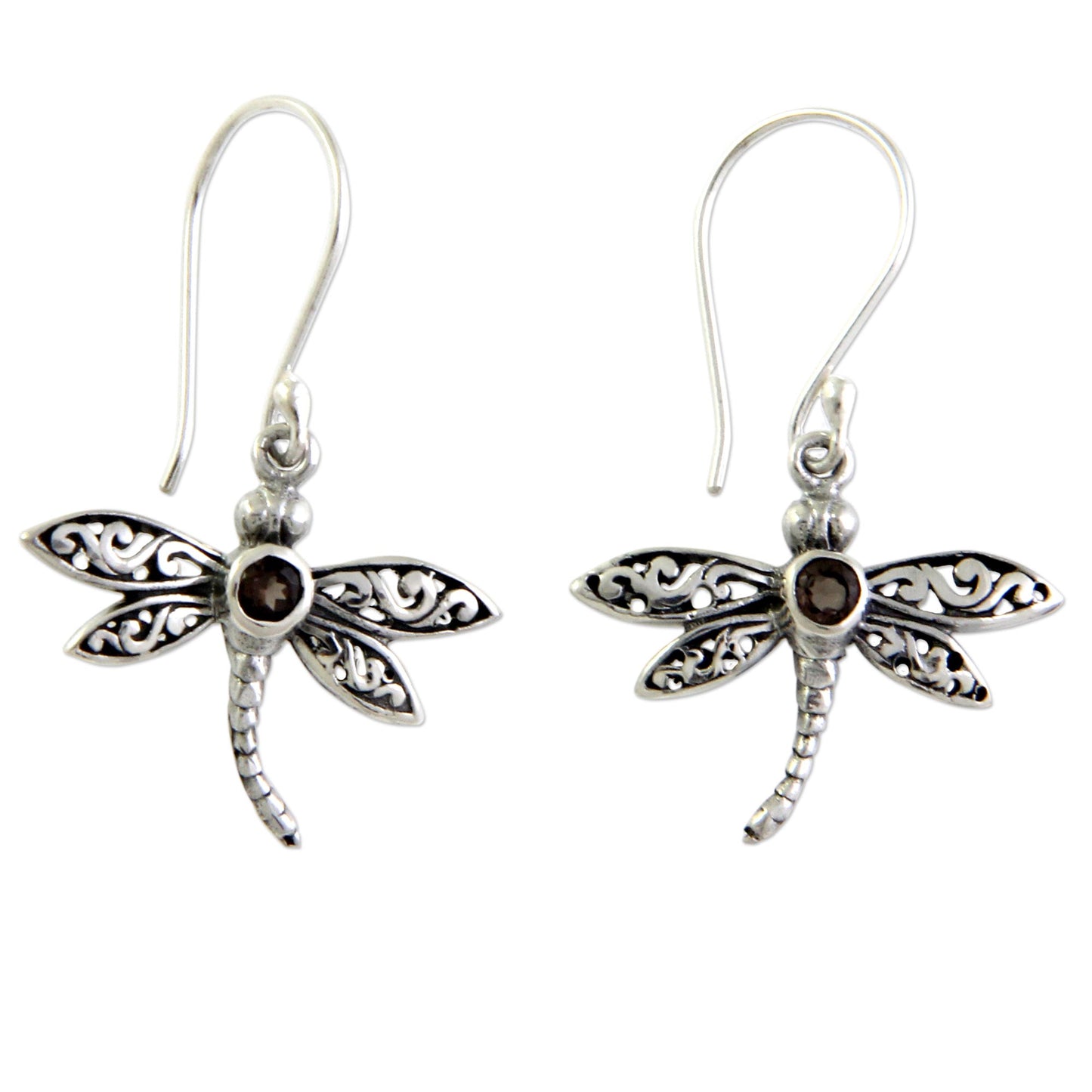 Smoky Quartz Enchanted Dragonfly Earrings