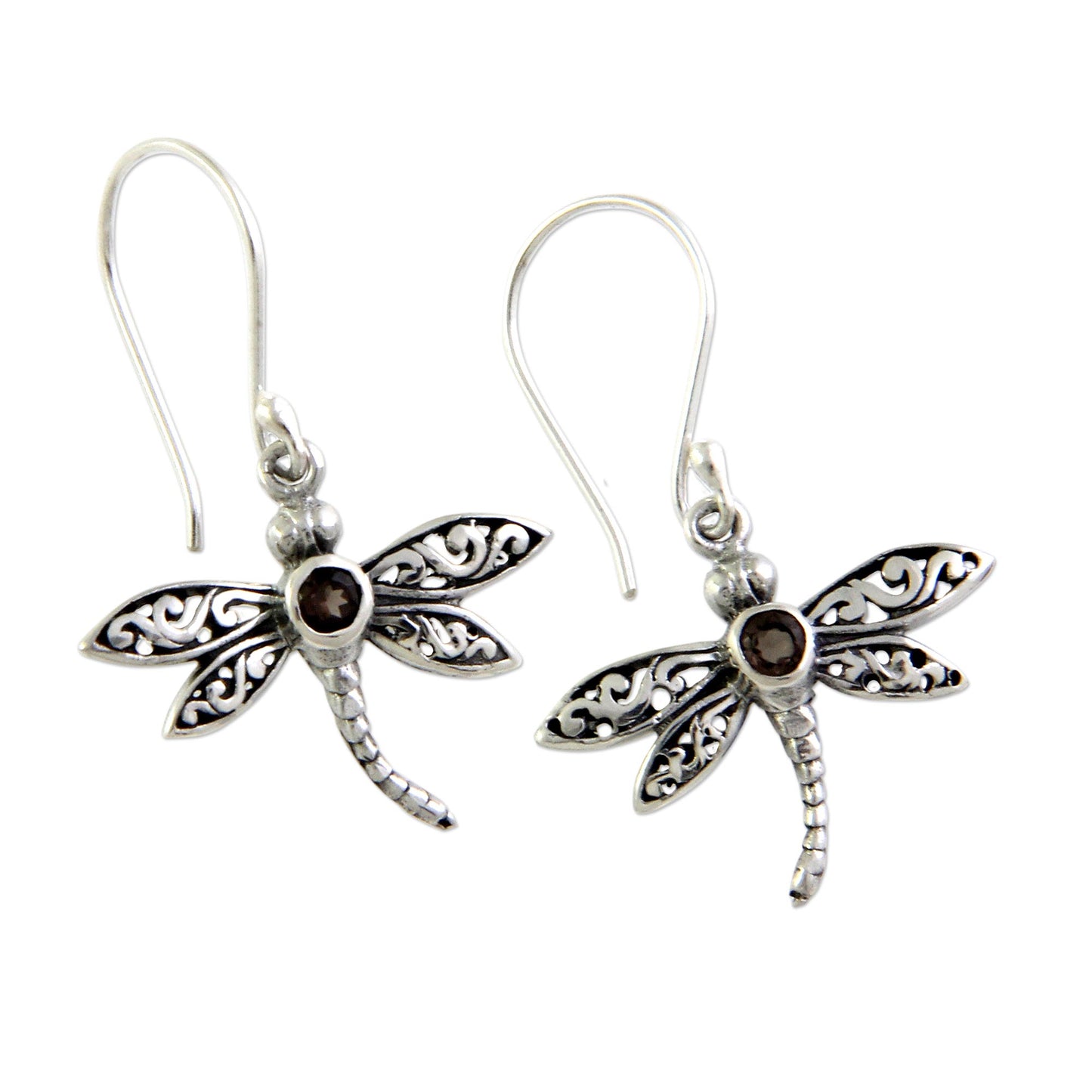 Smoky Quartz Enchanted Dragonfly Earrings