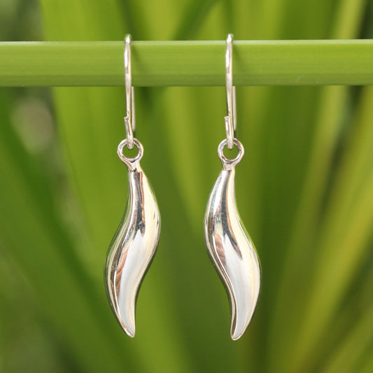 Sea Current Modern Sterling Silver Dangle Earrings