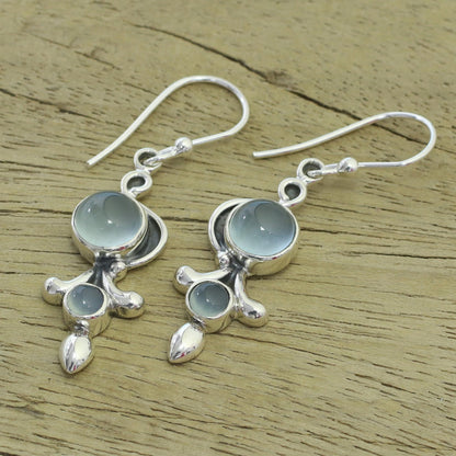 Sky Garland Sterling Silver and Chalcedony Earrings India Jewelry