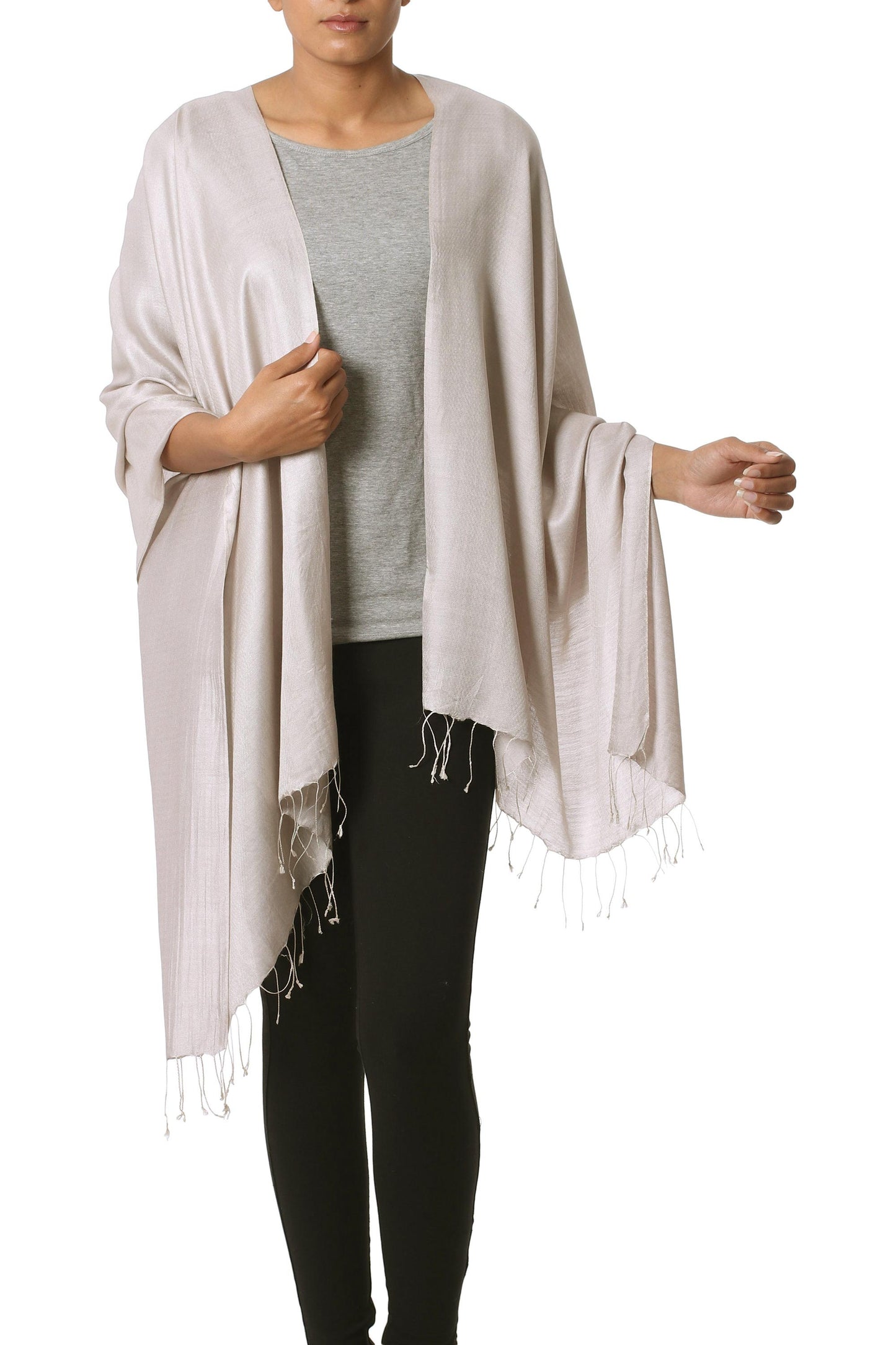 Elegant Taupe Silk shawl