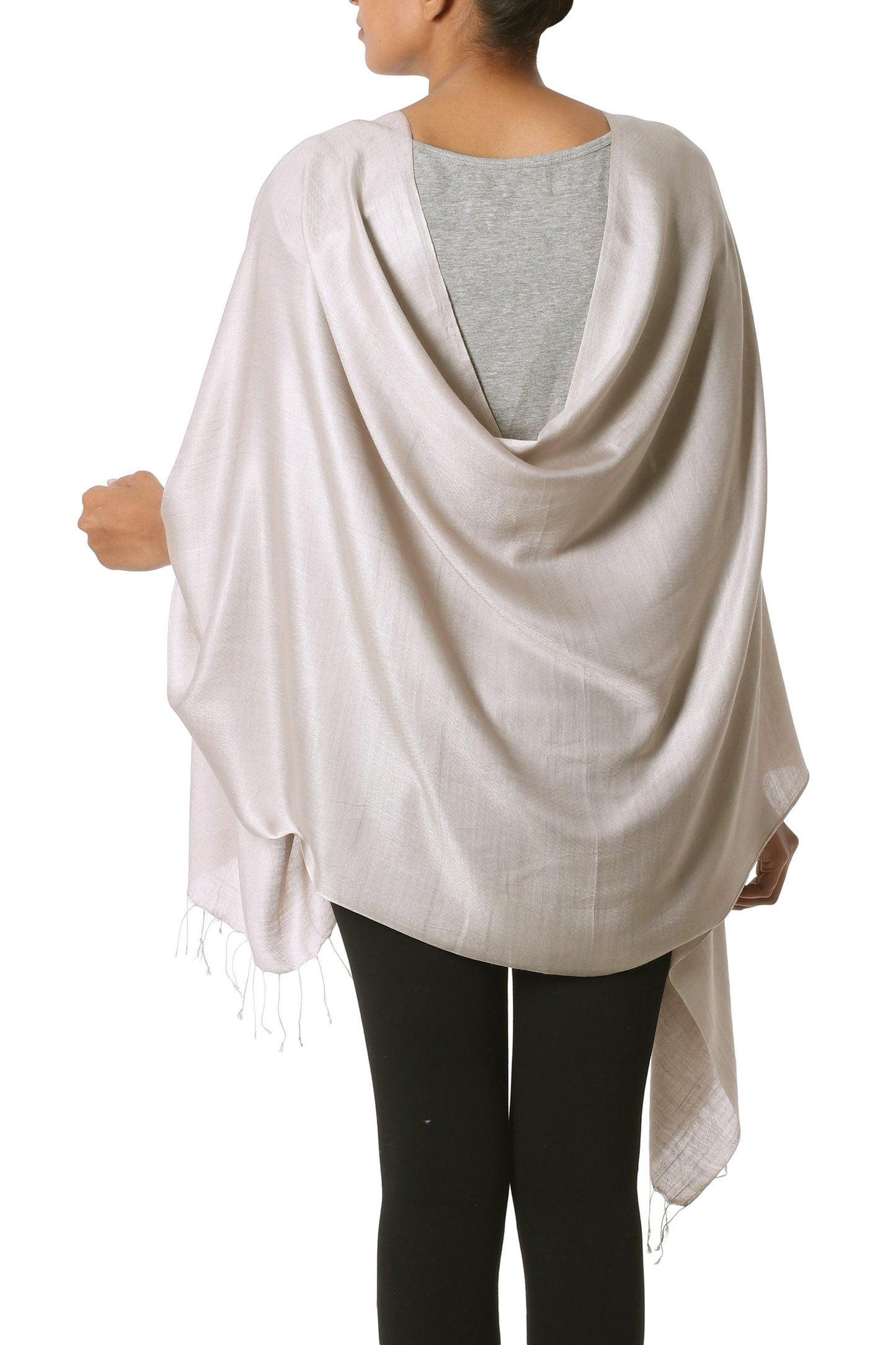 Elegant Taupe Silk shawl