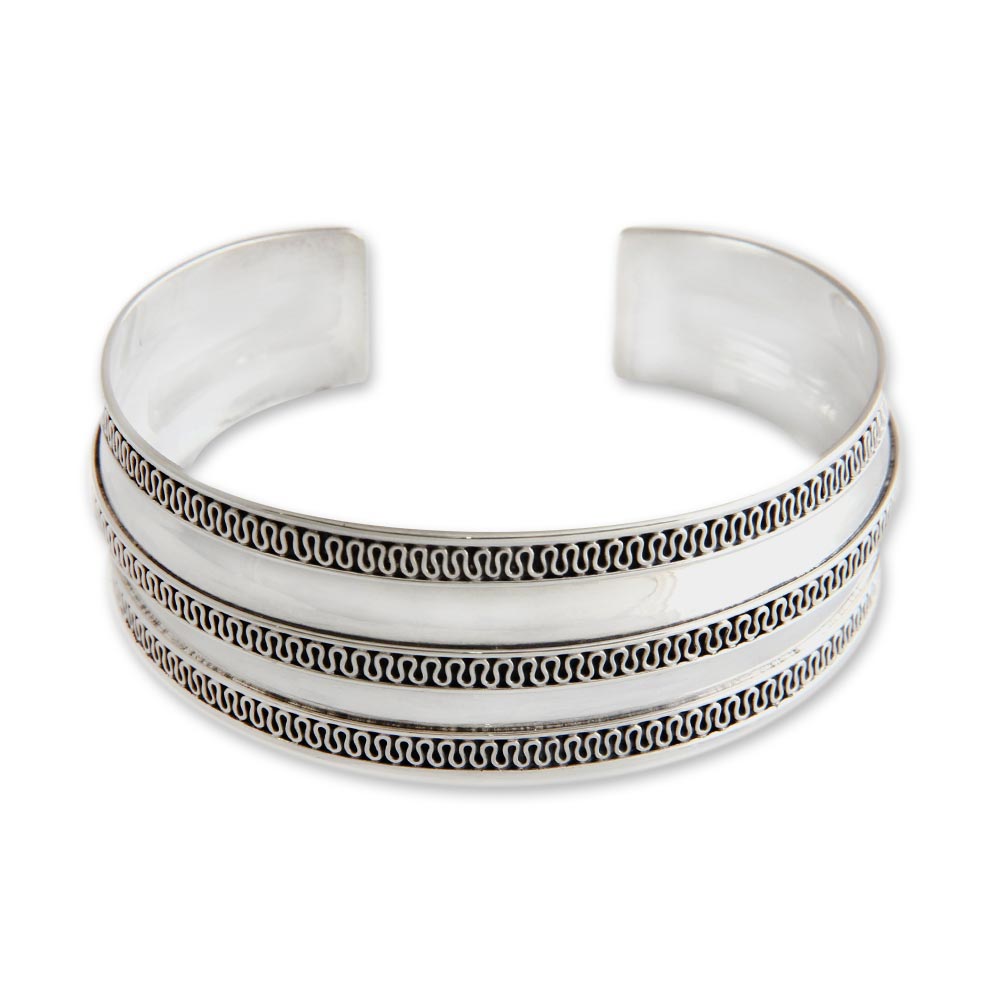 Balinese Ruffles Sterling Silver Cuff Bracelet