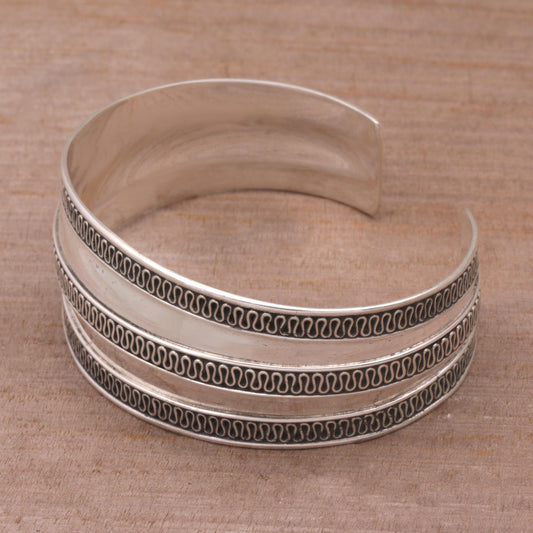 Balinese Ruffles Sterling Silver Cuff Bracelet