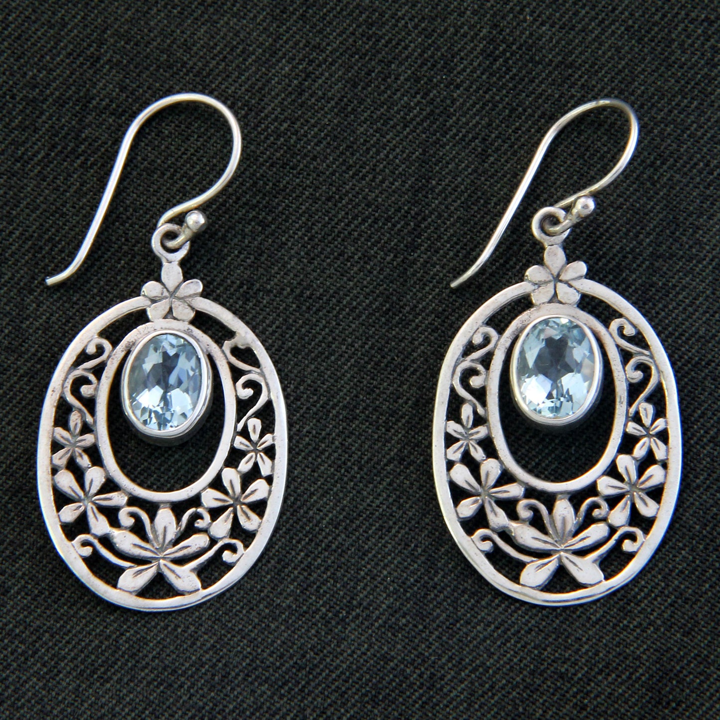 Blue Topaz & Sterling Silver Jasmine Raindrop Earrings