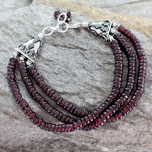 Splendor of India Unique Beaded Garnet Bracelet from India