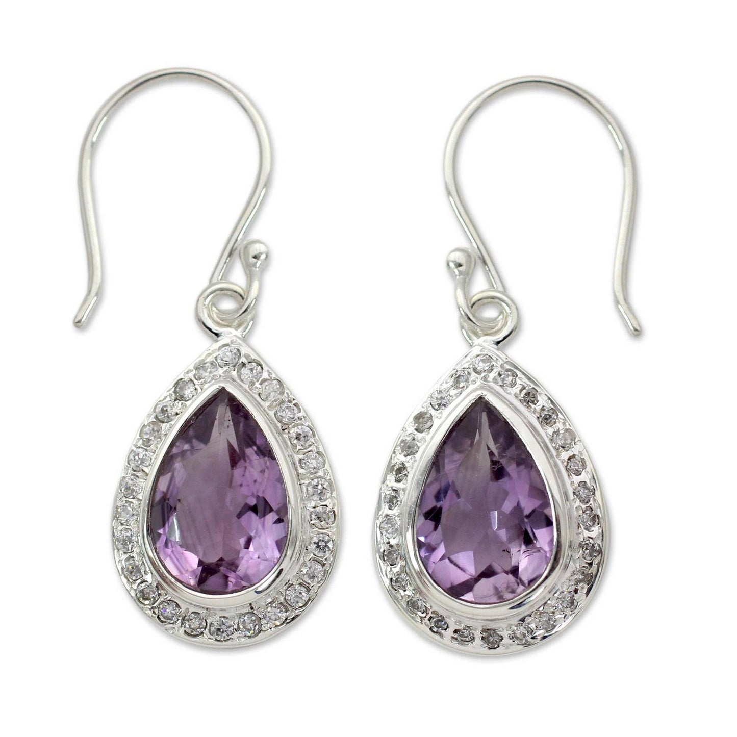 Mughal Mystique Amethyst and Sterling Silver Earrings from India Jewelry