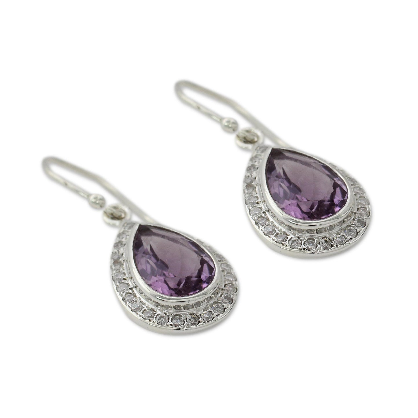 Mughal Mystique Amethyst and Sterling Silver Earrings from India Jewelry