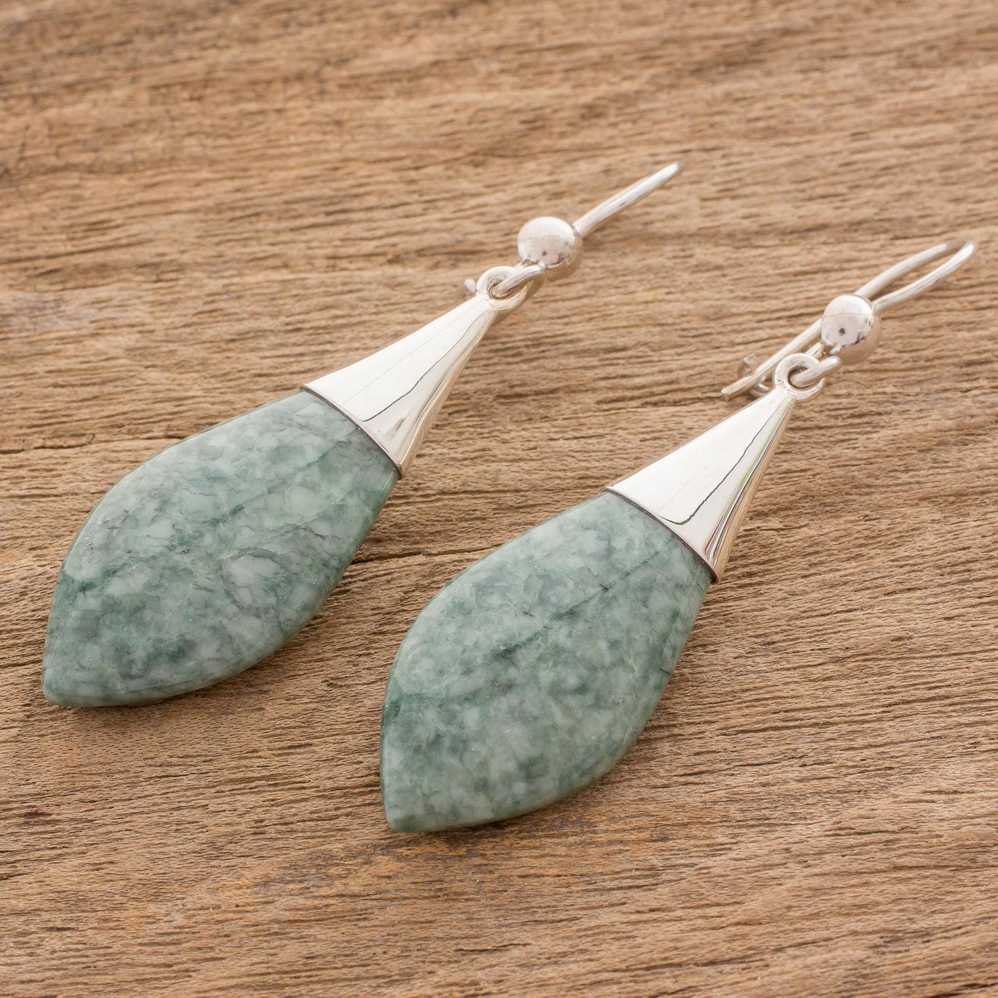 Maya Lance of Afterlife Green Jade & Silver Earrings