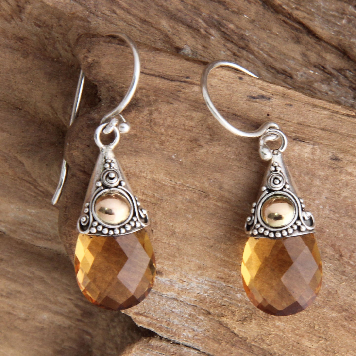 Sunny Glow Hand Crafted Citrine and Sterling Silver Earrings