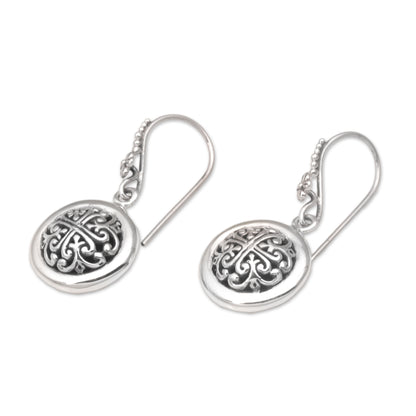 Denpasar Moonbeams Hand Crafted Sterling Silver Dangle Earrings from Indonesia