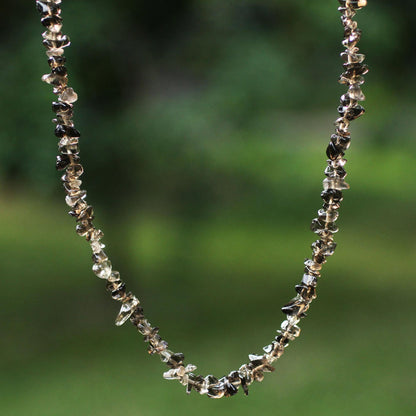 Brazilian Mystique Hand Crafted Beaded Smoky Quartz Long Necklace