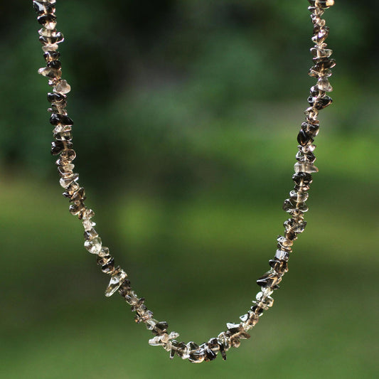 Brazilian Mystique Hand Crafted Beaded Smoky Quartz Long Necklace