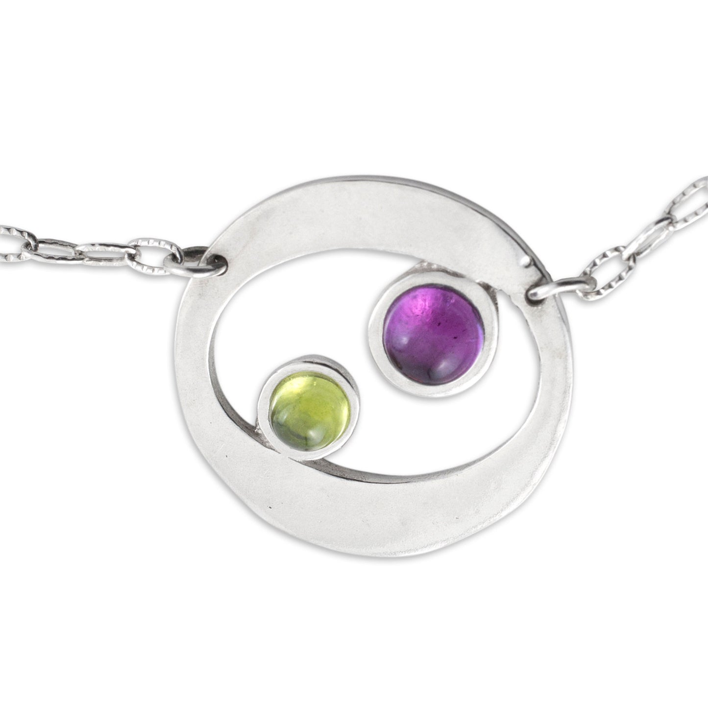 Drifters Amethyst and peridot pendant necklace