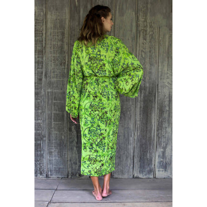 Emerald Forest Green Floral Batik Robe
