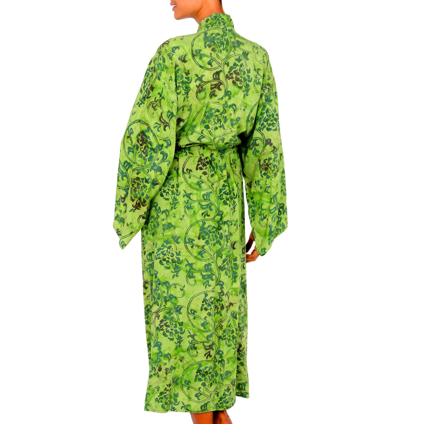 Emerald Forest Green Floral Batik Robe