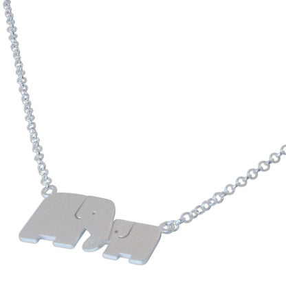 Family Love Silver Elephant Necklace