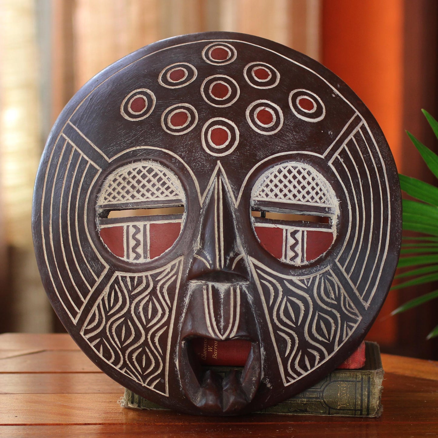 African Circles Decorative Wood Mask