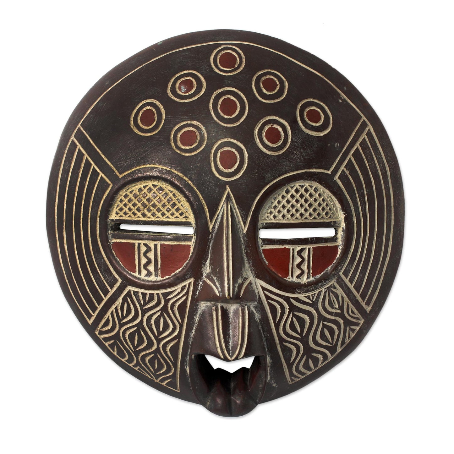 African Circles Decorative Wood Mask