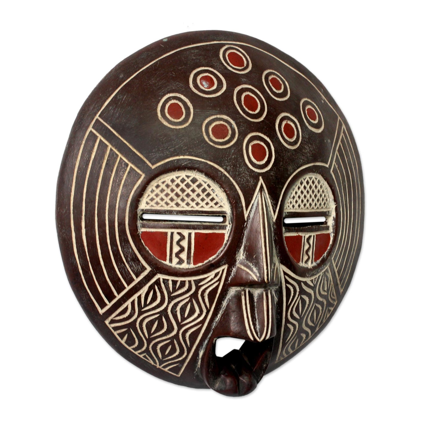 African Circles Decorative Wood Mask