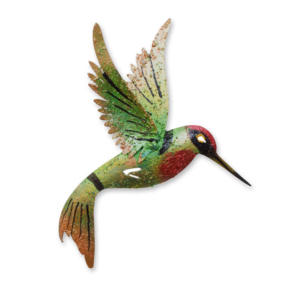 Little Emerald Hummingbird Bird Artisan Handcrafted Iron Wall Sculpture Mexico