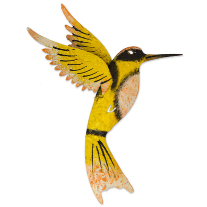 Little Yellow Hummingbird Iron Wall Mural