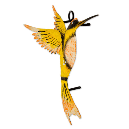 Little Yellow Hummingbird Iron Wall Mural