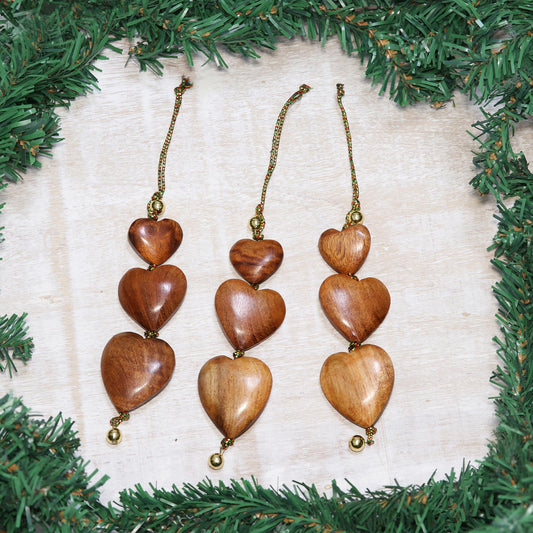 Joyous Hearts Wood ornaments (Set of 3)