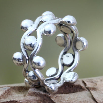 Floral Buds Sterling Silver Band Ring