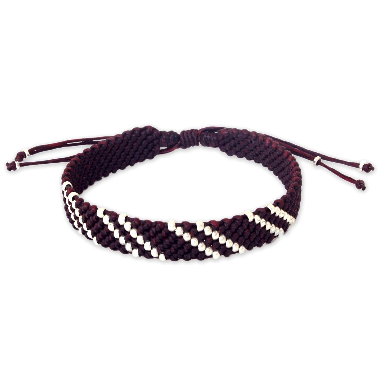 Diagonal Mulberry Hill Tribe Silver Wristband Bracelet