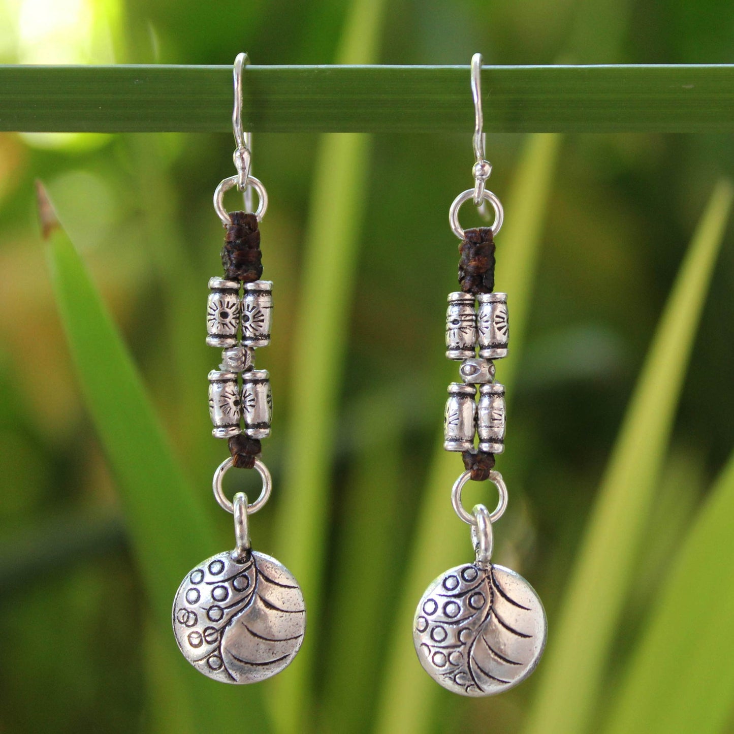 Hill Tribe Stories Hill Tribe Silver Dangle Earrings from Thailand