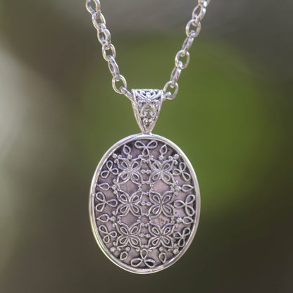 Jasmine at Night Sterling silver pendant necklace