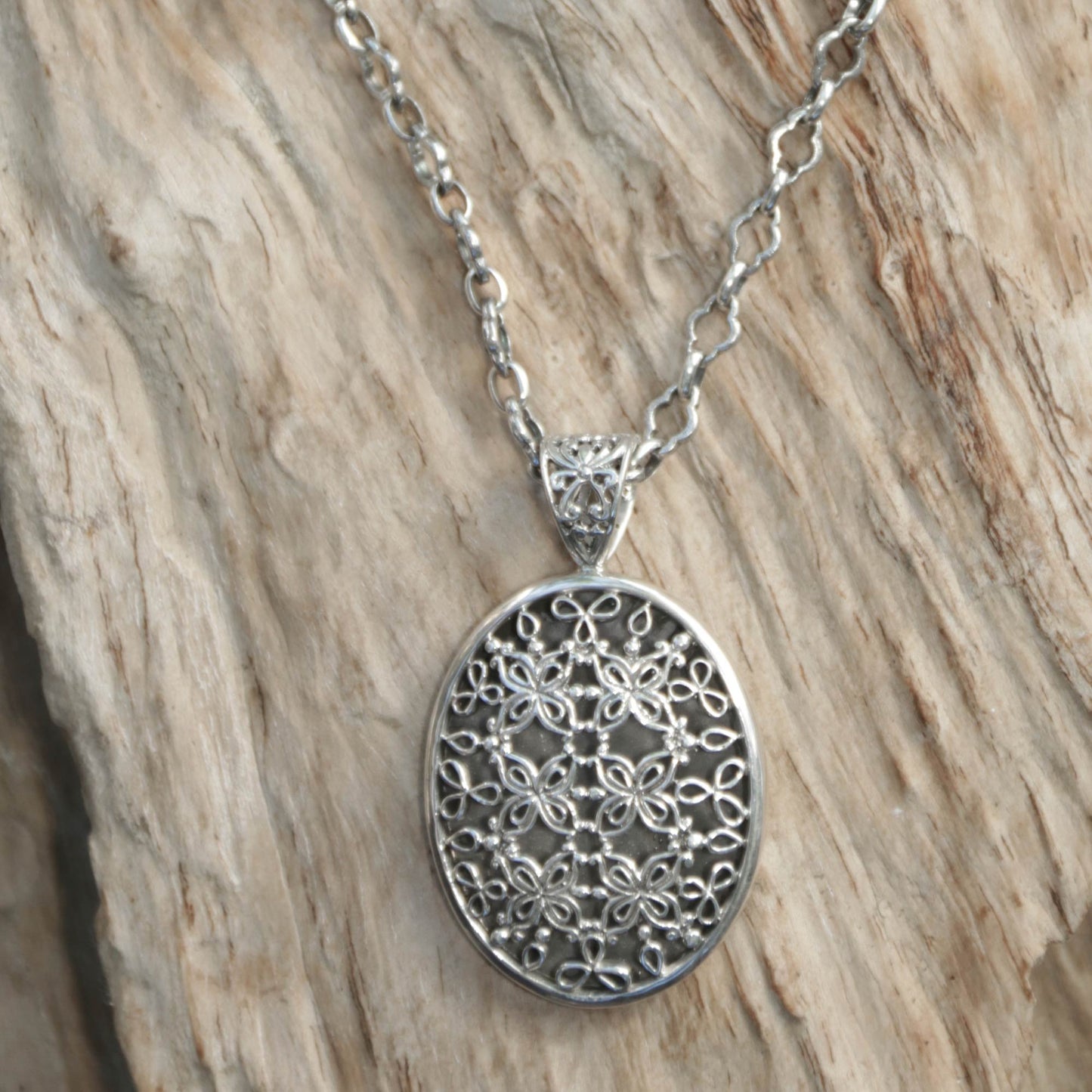 Jasmine at Night Sterling silver pendant necklace